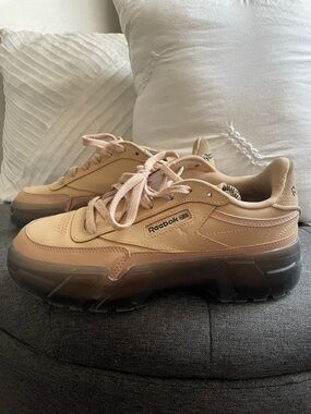 Reebok Cardi B Club C Women's Tan Chunky Platform Sneakers